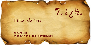 Titz Örs névjegykártya